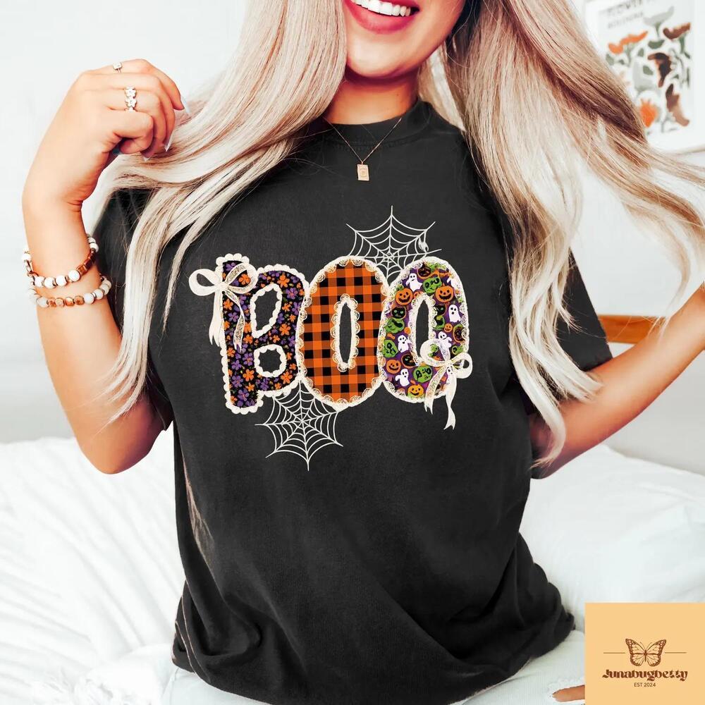 Comfort Halloween Shirt For Women, Coquette Boo Halloween